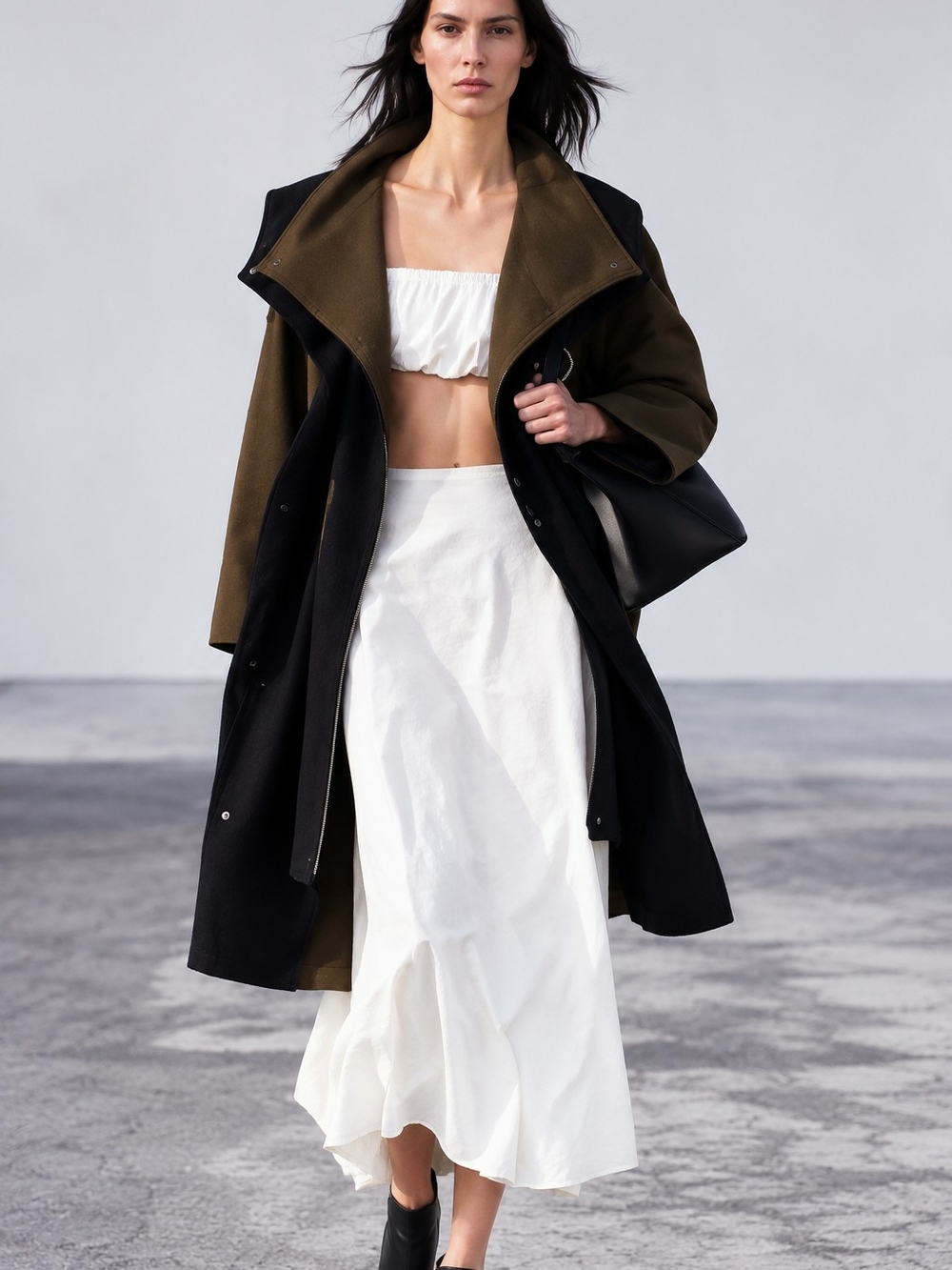 Zara White Flowing Maxi Skirt